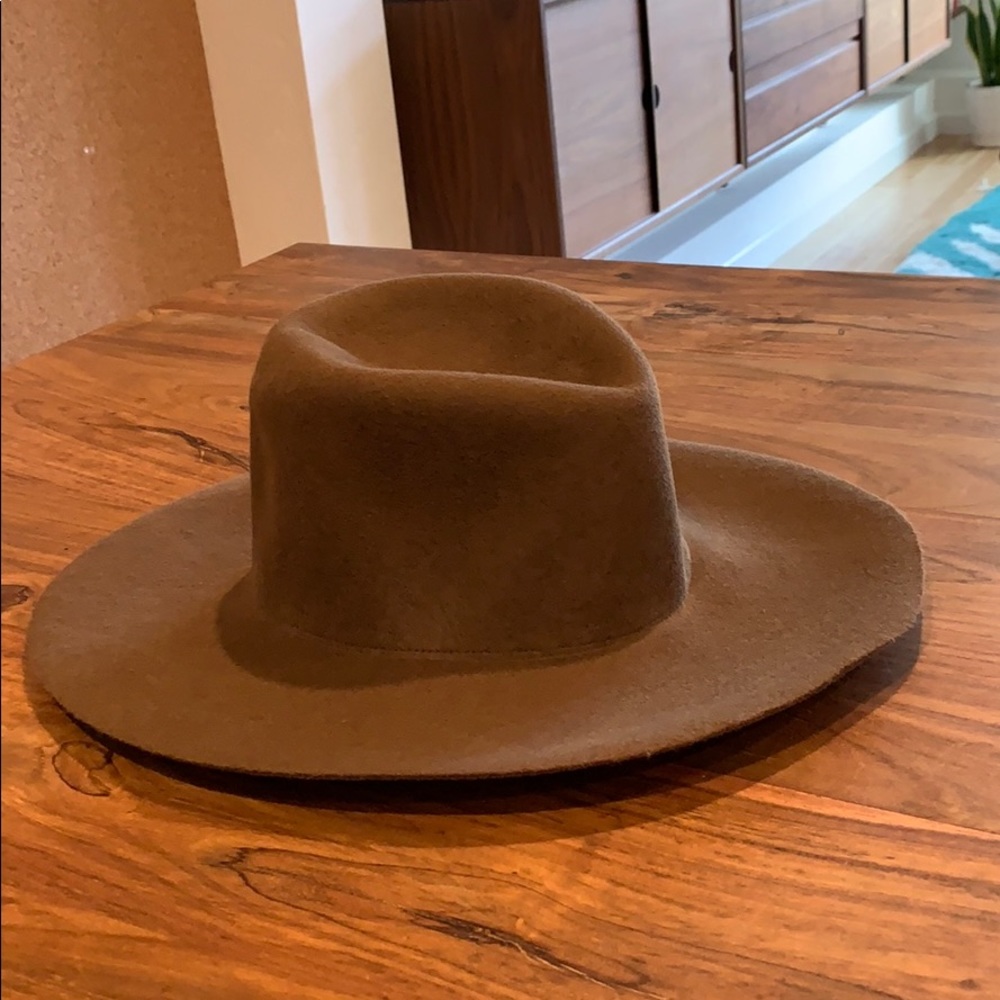 Clyde Wide Brim Pinch Hat in Field Brown Wool